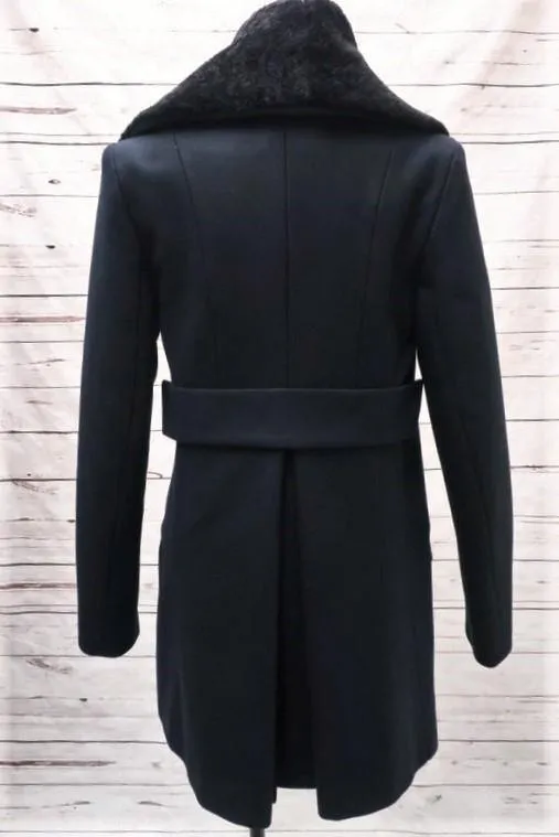 A.L.C. Peacoat Savannah Navy Wool Felt Size 2 Shearling Collar Jacket
