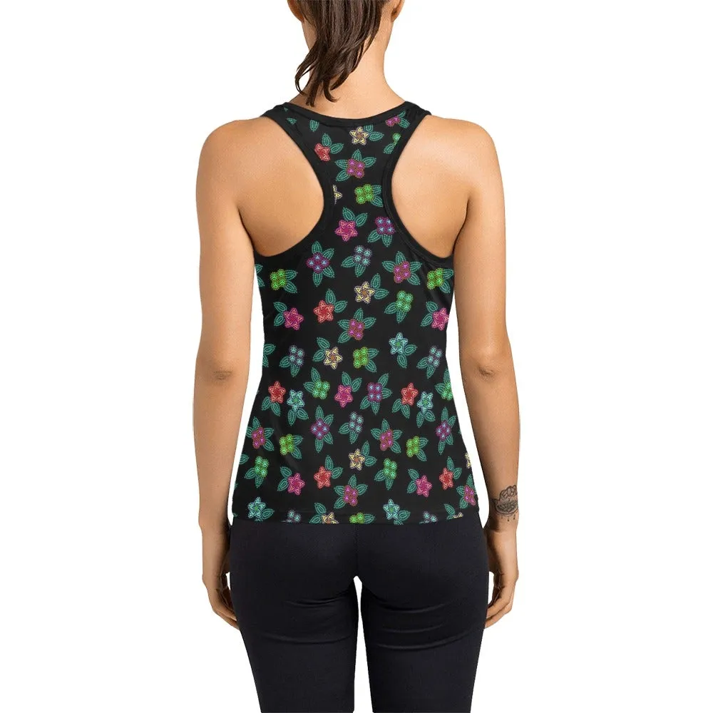 Berry Flowers Black Women's Racerback Tank Top