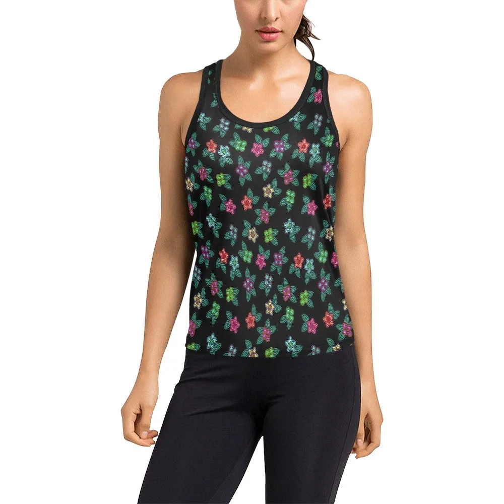 Berry Flowers Black Women's Racerback Tank Top