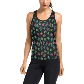 Berry Flowers Black Women's Racerback Tank Top