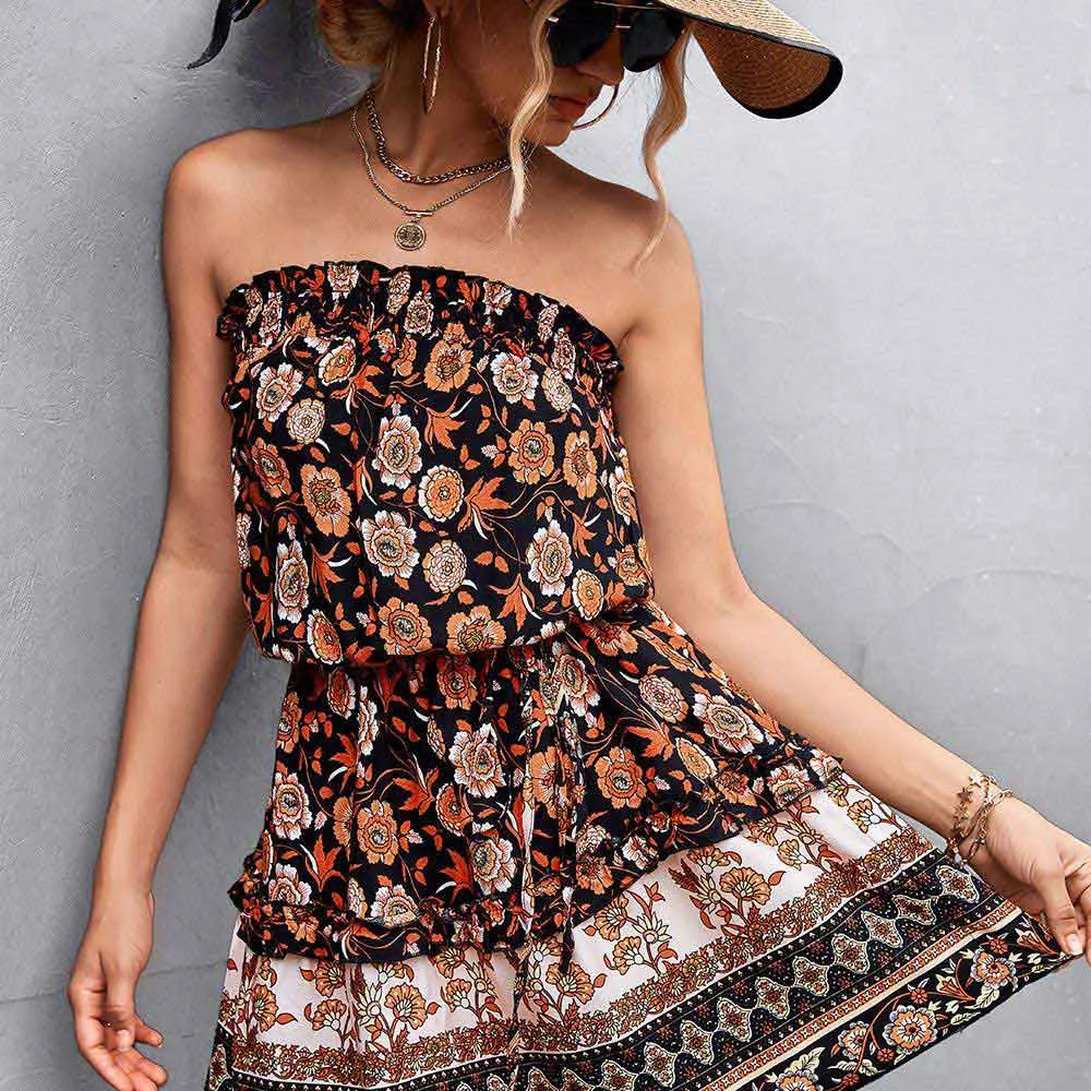 Bohemian Floral Bandeau Dress