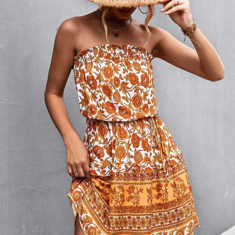 Bohemian Floral Bandeau Dress