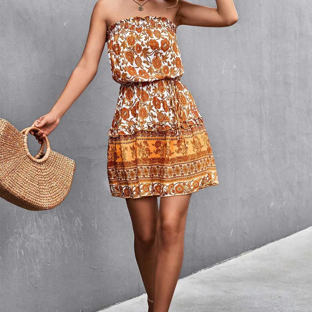 Bohemian Floral Bandeau Dress