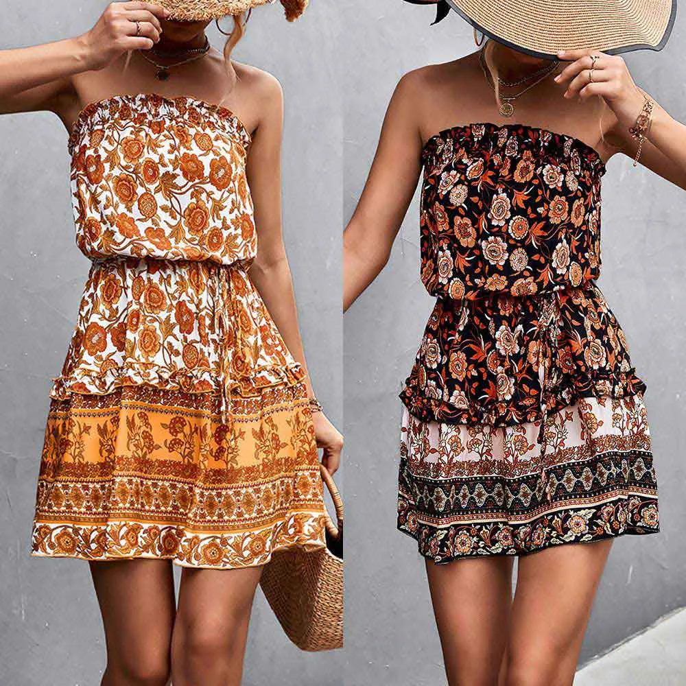 Bohemian Floral Bandeau Dress