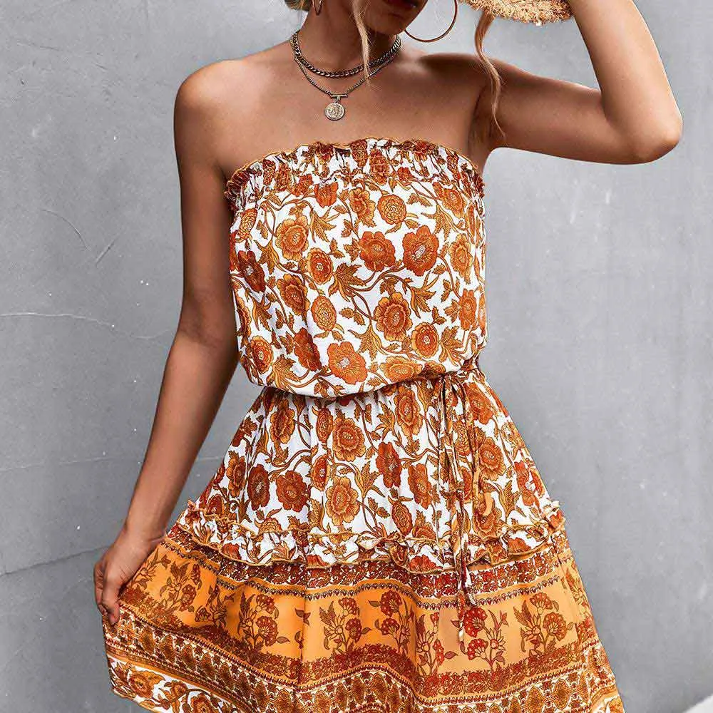 Bohemian Floral Bandeau Dress