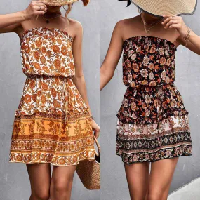 Bohemian Floral Bandeau Dress