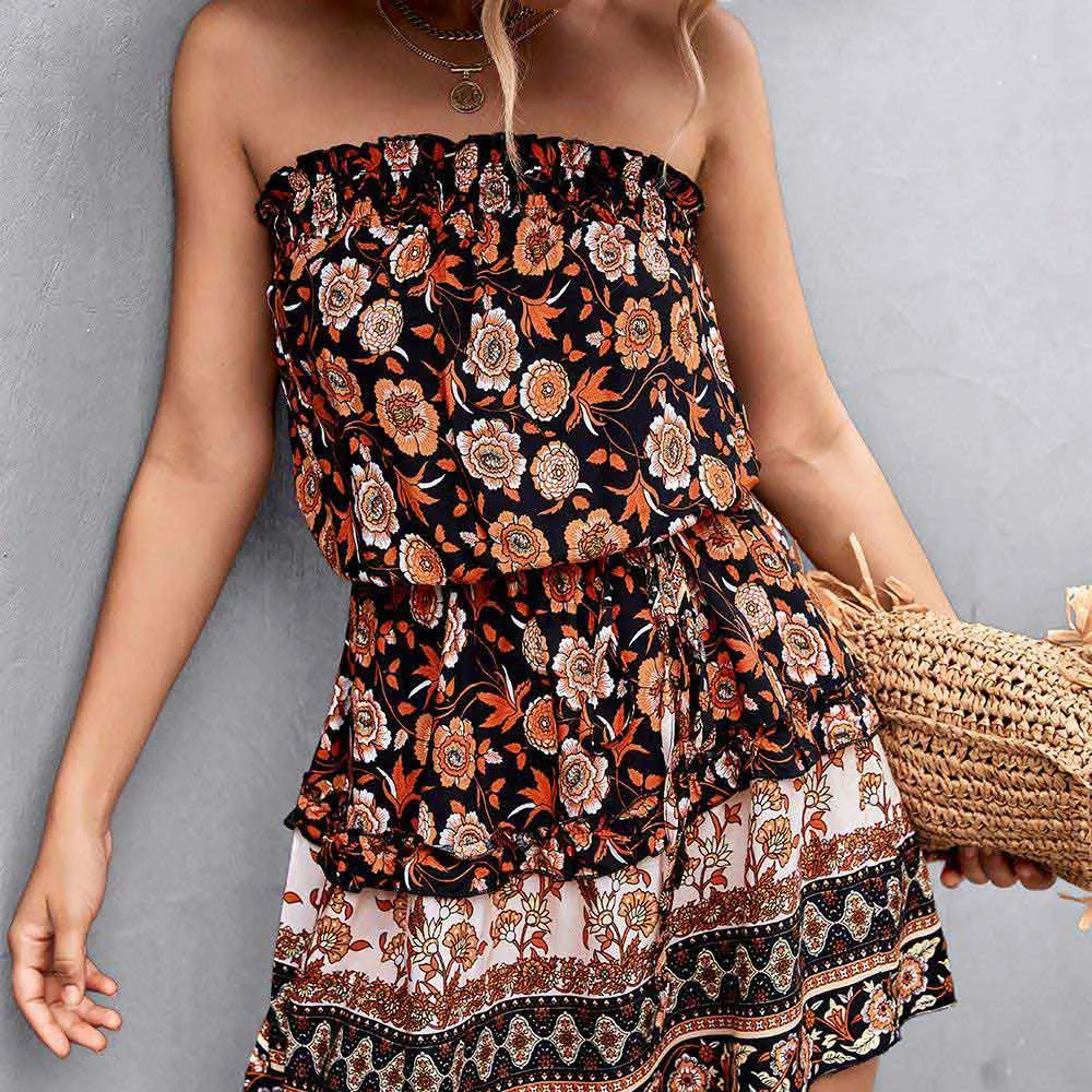 Bohemian Floral Bandeau Dress