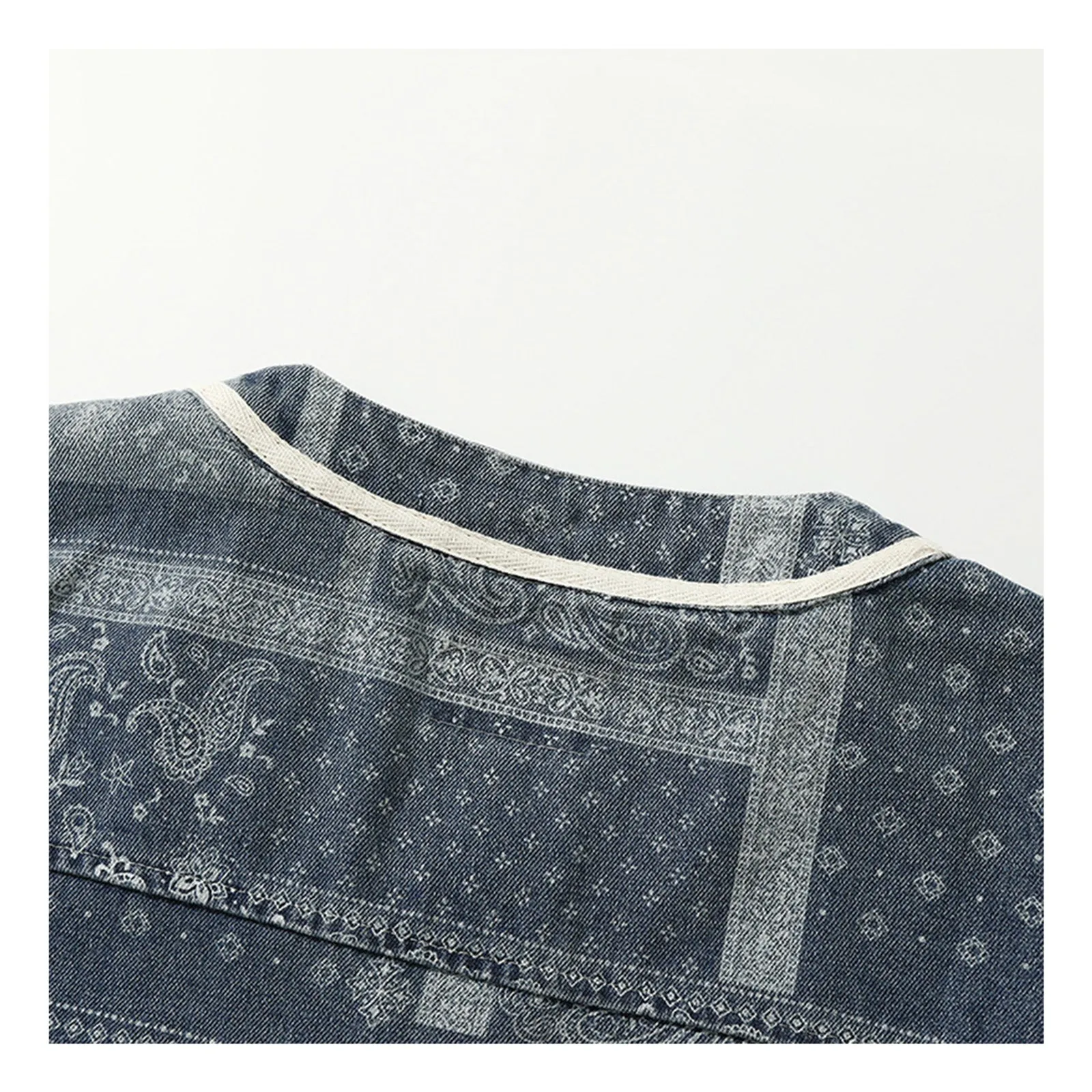 Cashew Flower Shirt Henley Collar Vintage Japanese Shirt