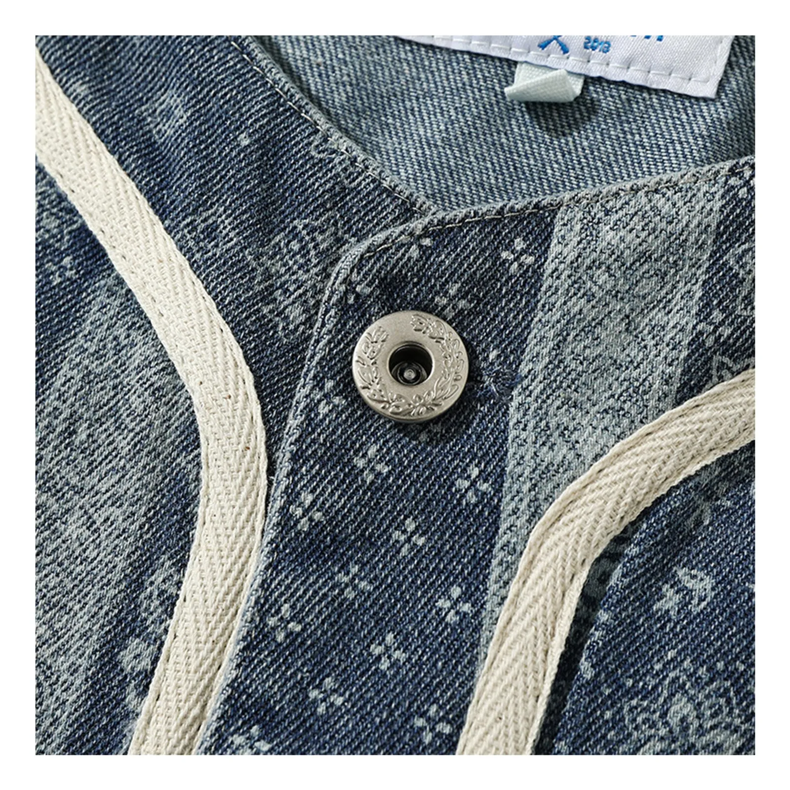 Cashew Flower Shirt Henley Collar Vintage Japanese Shirt