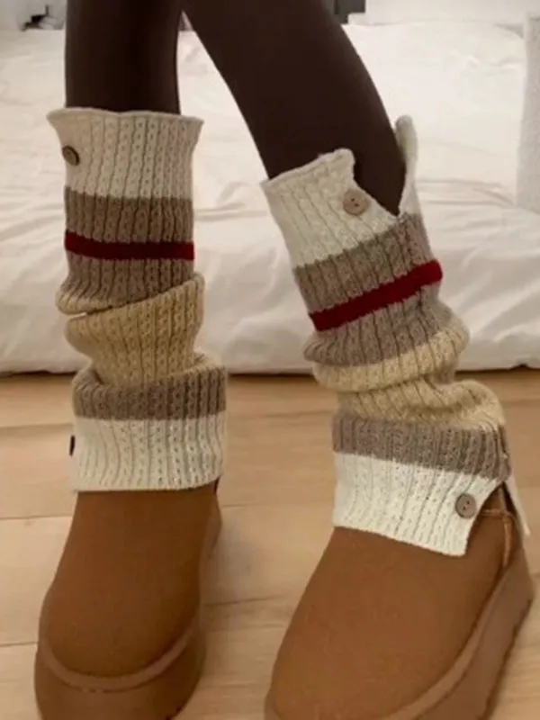 Contrast Color Split-Joint Split-Side Loose Leg Warmers Accessories