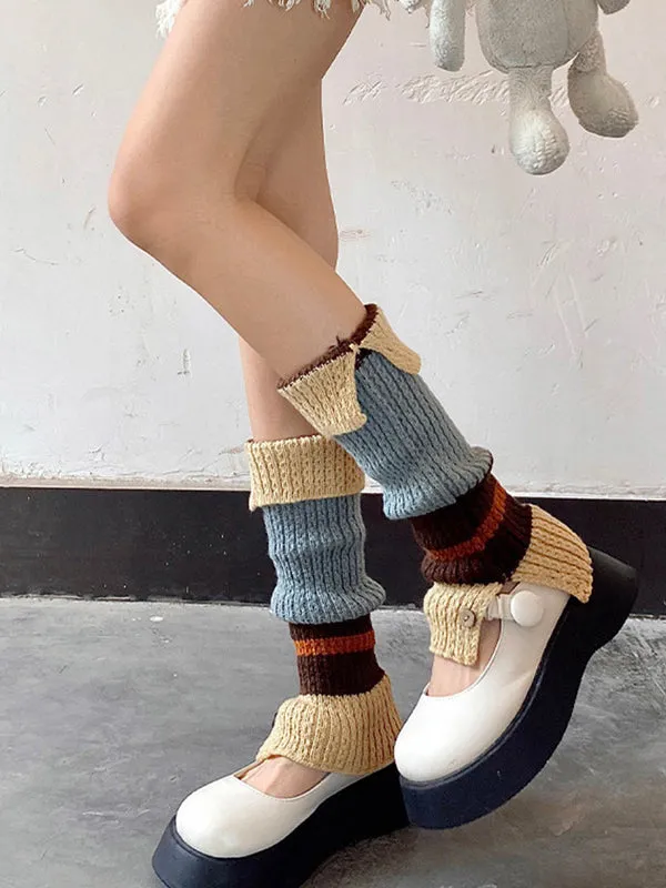 Contrast Color Split-Joint Split-Side Loose Leg Warmers Accessories