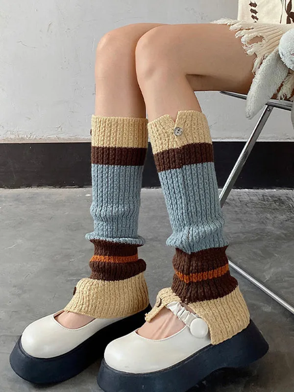 Contrast Color Split-Joint Split-Side Loose Leg Warmers Accessories