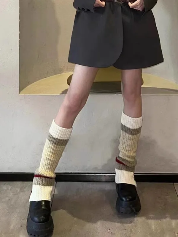 Contrast Color Split-Joint Split-Side Loose Leg Warmers Accessories