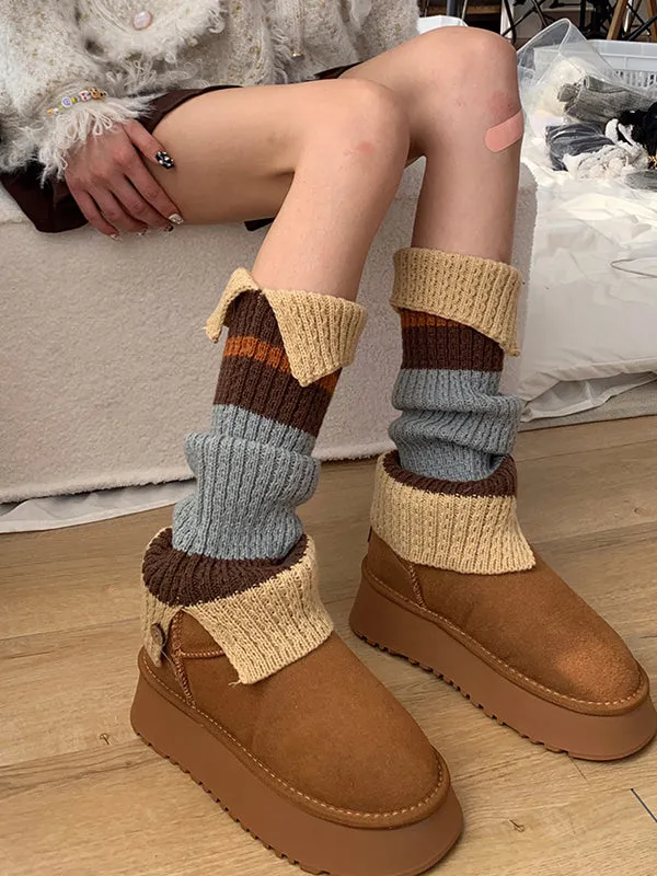 Contrast Color Split-Joint Split-Side Loose Leg Warmers Accessories