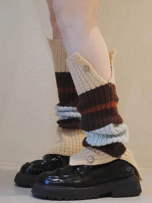 Contrast Color Split-Joint Split-Side Loose Leg Warmers Accessories