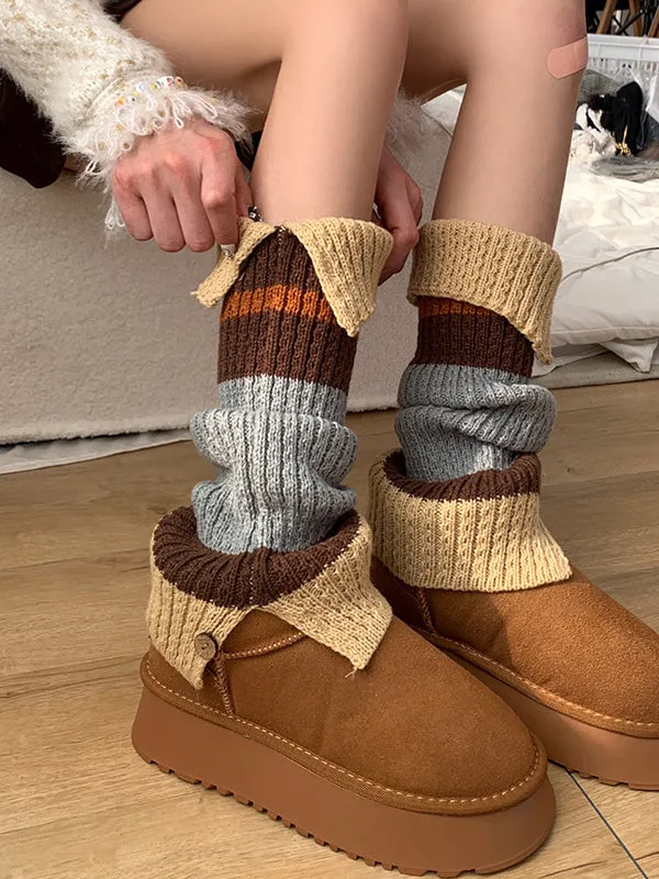 Contrast Color Split-Joint Split-Side Loose Leg Warmers Accessories