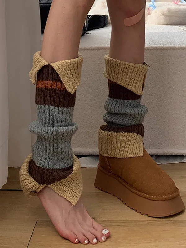 Contrast Color Split-Joint Split-Side Loose Leg Warmers Accessories