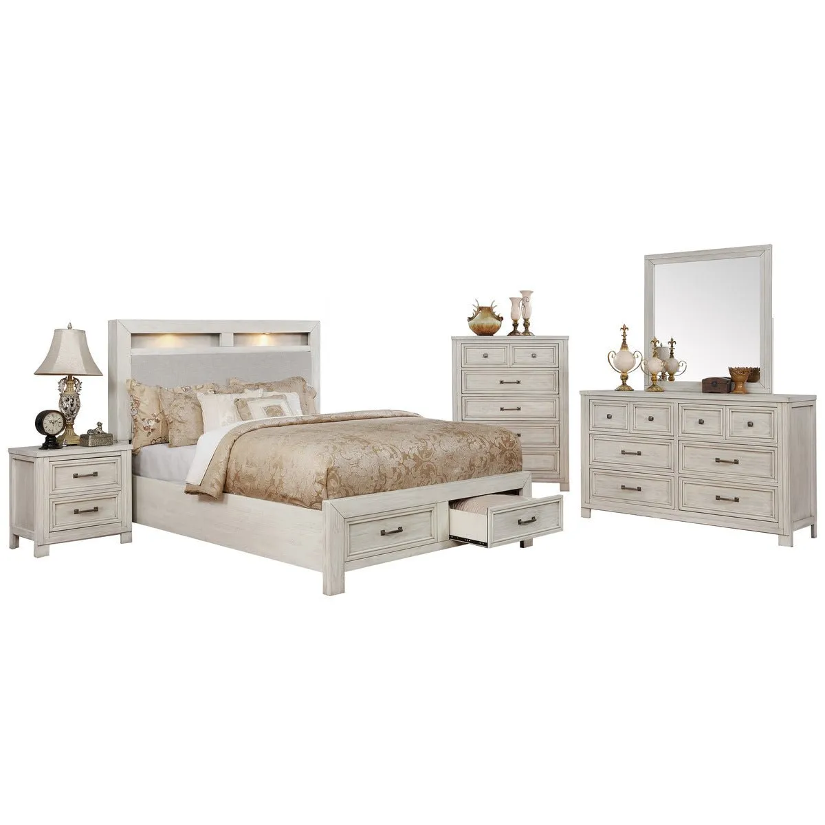 Darcy White Nightstand with USB Port