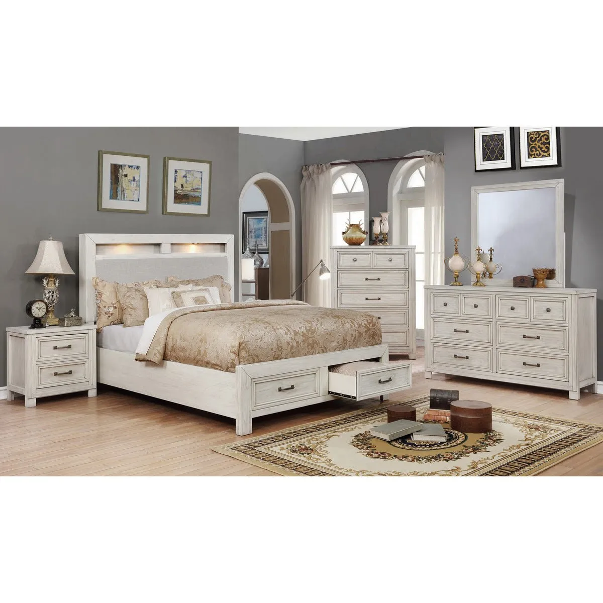 Darcy White Nightstand with USB Port