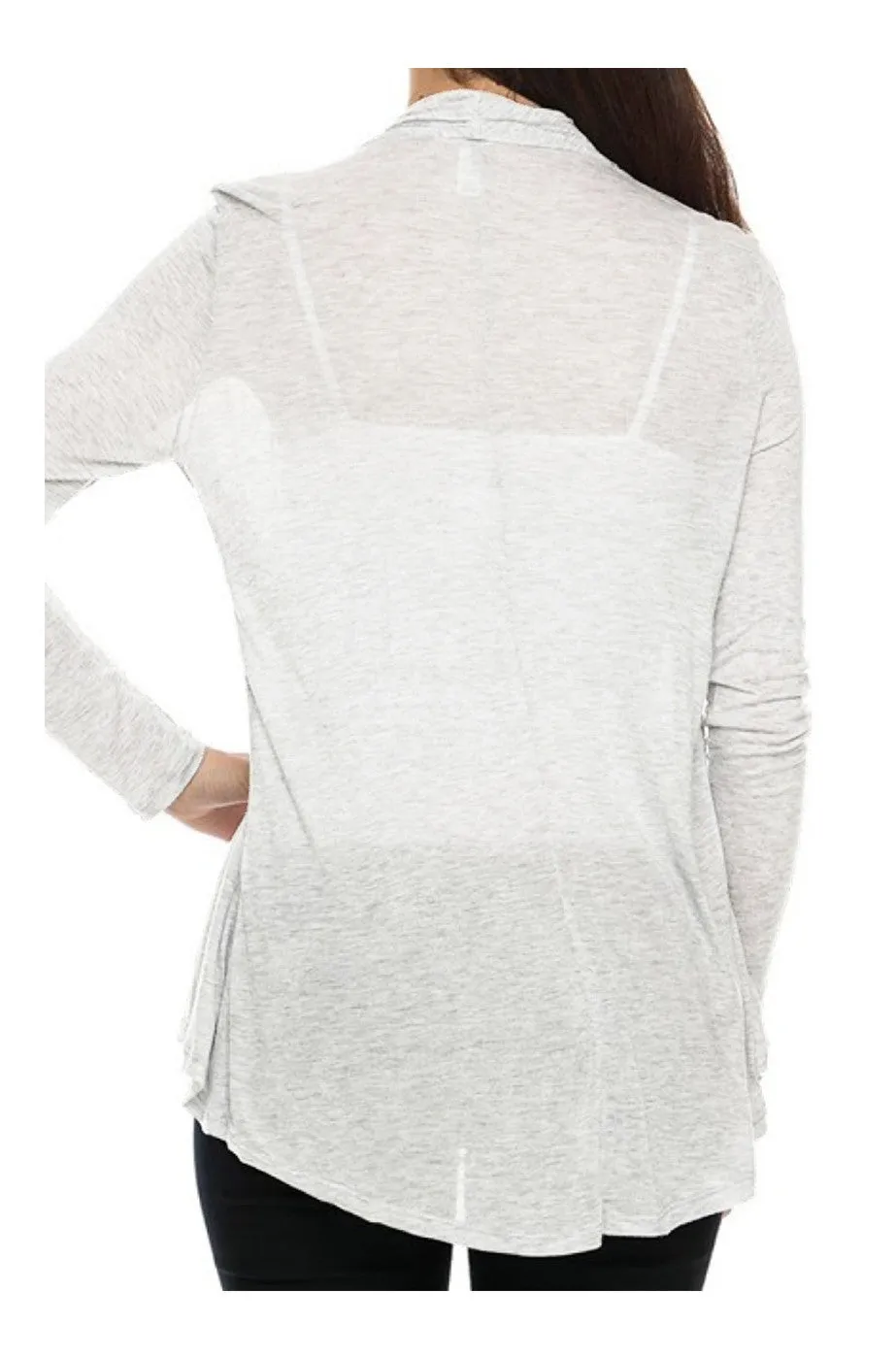 Draped Open Front Long Sleeve Cardigan