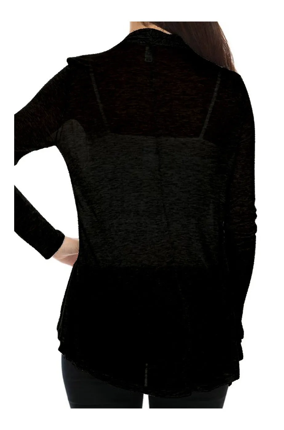 Draped Open Front Long Sleeve Cardigan