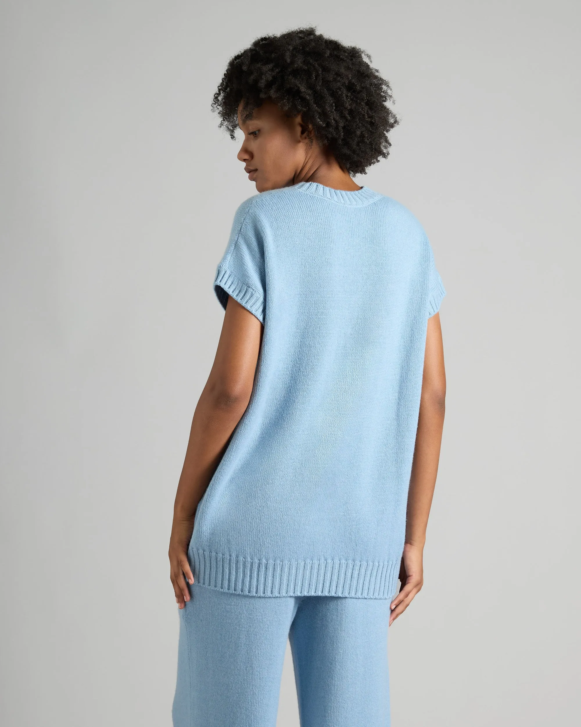 Light Blue kid cashmere t-shirt sweater