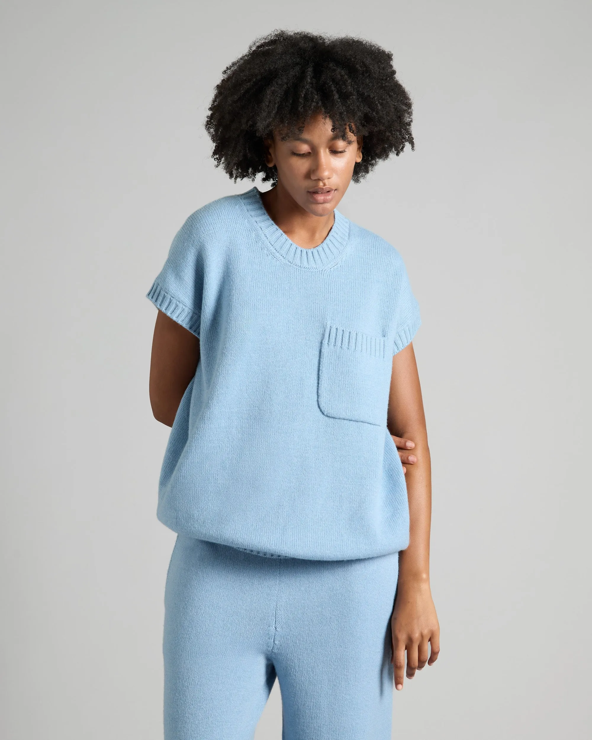 Light Blue kid cashmere t-shirt sweater