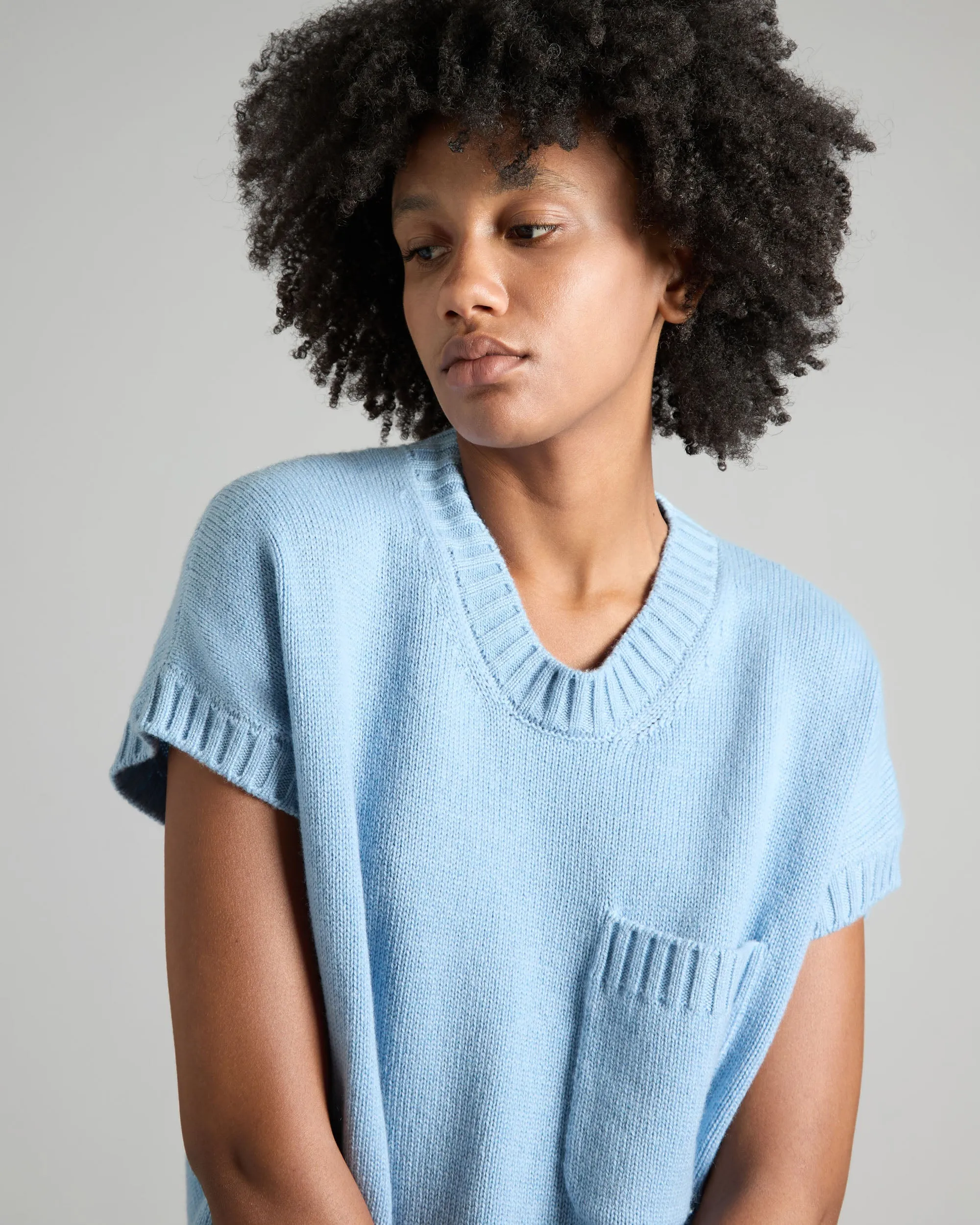 Light Blue kid cashmere t-shirt sweater