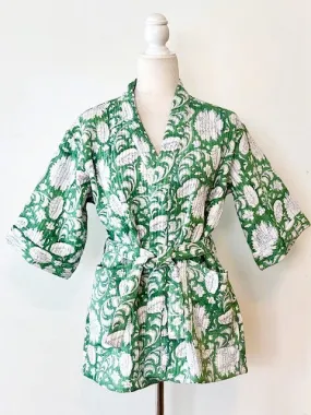 Lively Short Designer Wrap Jacket. Fully Reversible . (Green and White)
