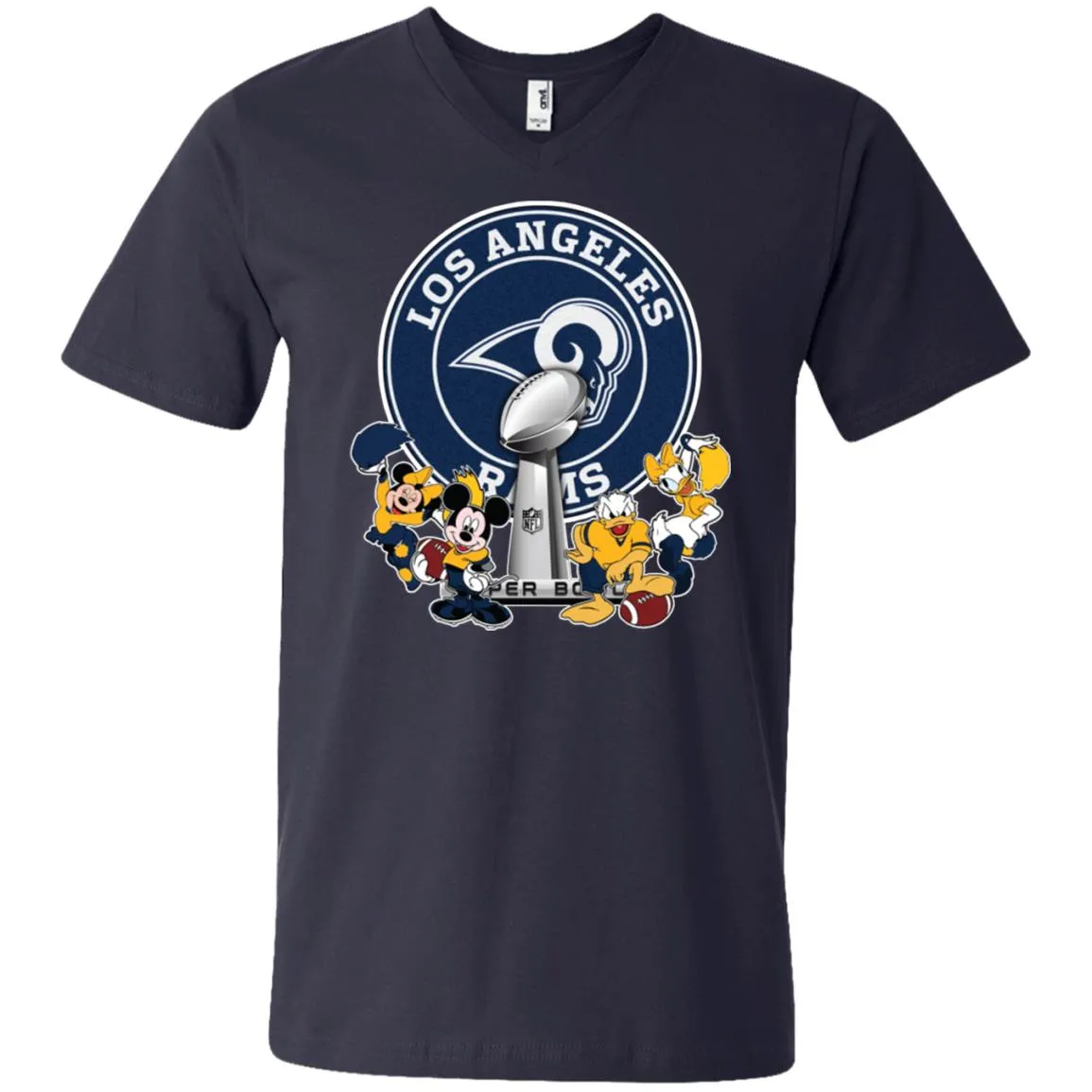 Los Angeles Rams Super Bowl 2019 Mickey Minnie Mouse Donald Daisy Duck Football Nfl Men V-Neck T-Shirt