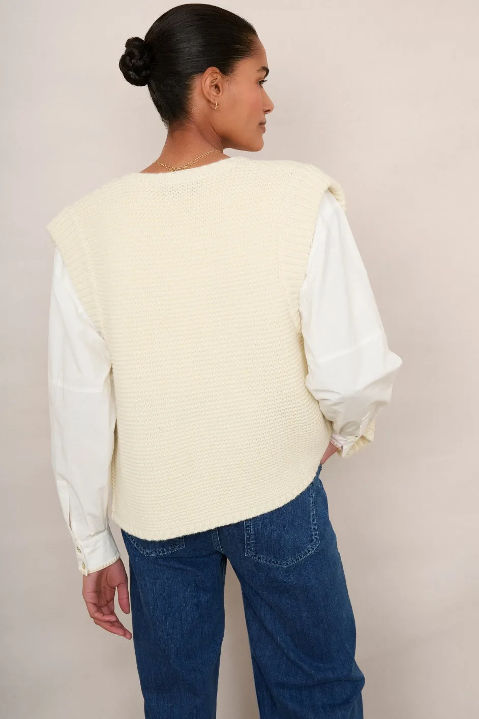 Luna Stitch Vest - Ivory