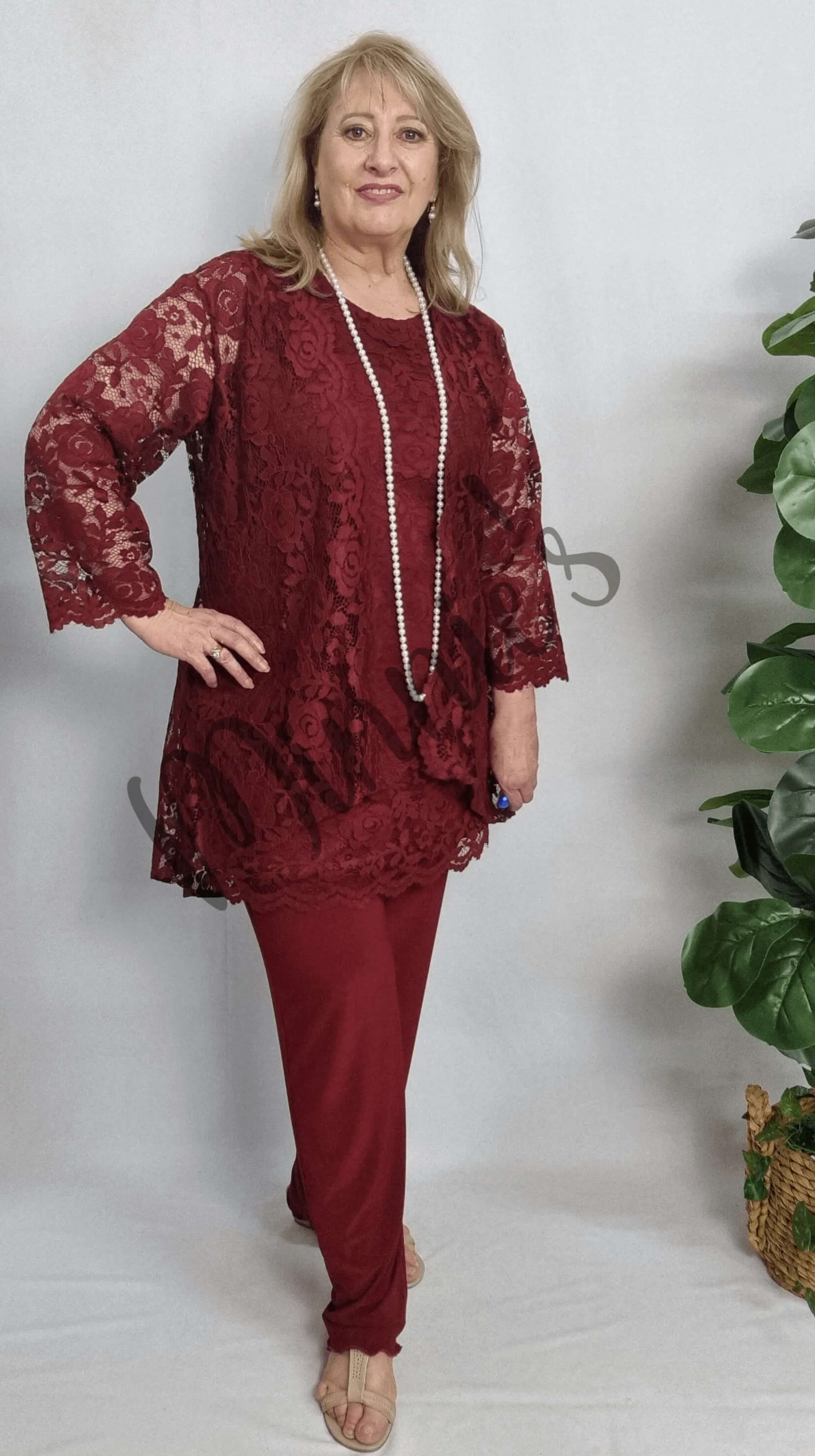 Maroon 3-Piece Pants Set LR0437