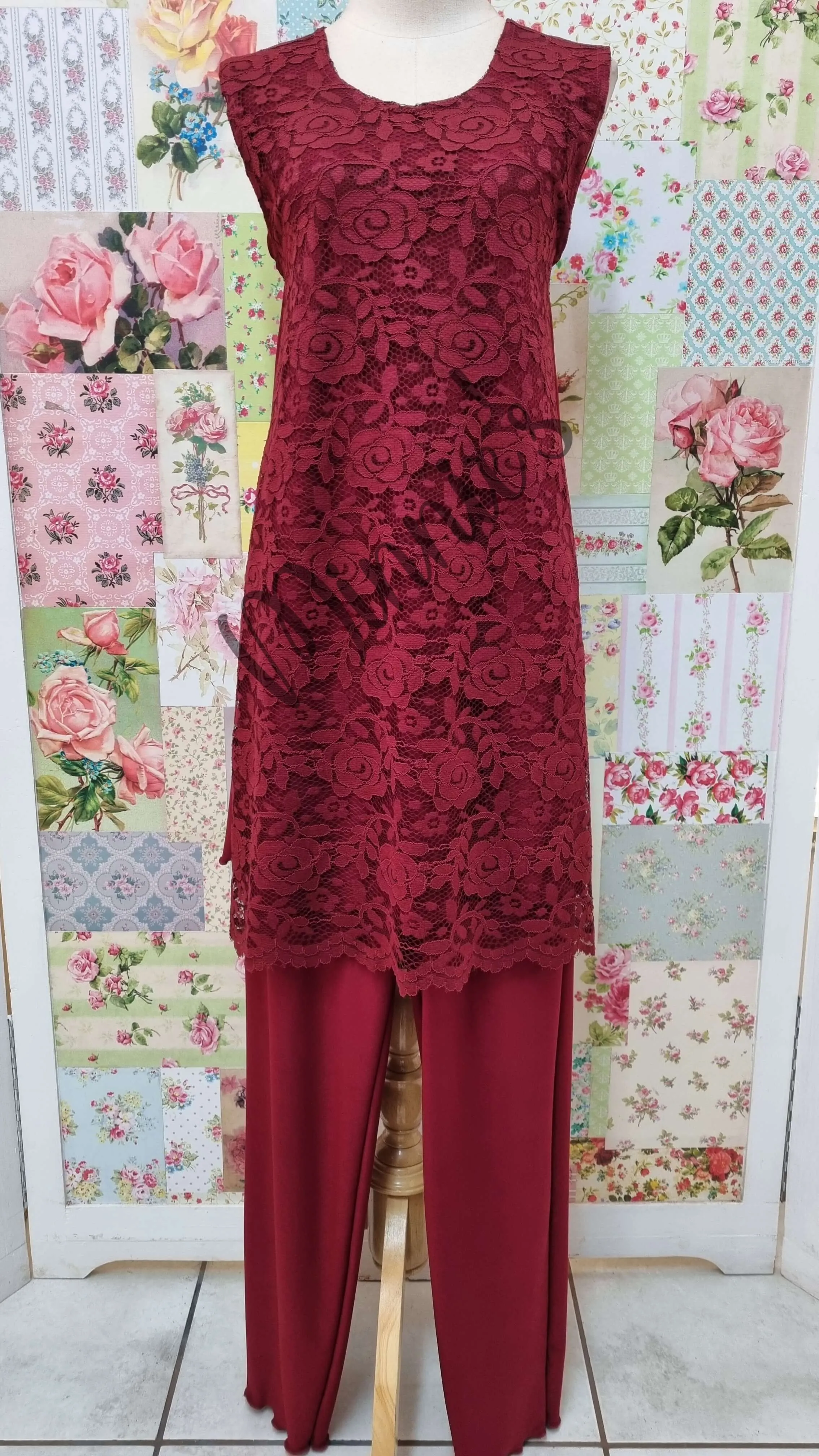 Maroon 3-Piece Pants Set LR0437