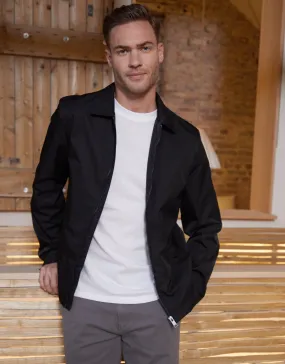 Men's Black Collared Lightweight Zip-Through Jacket