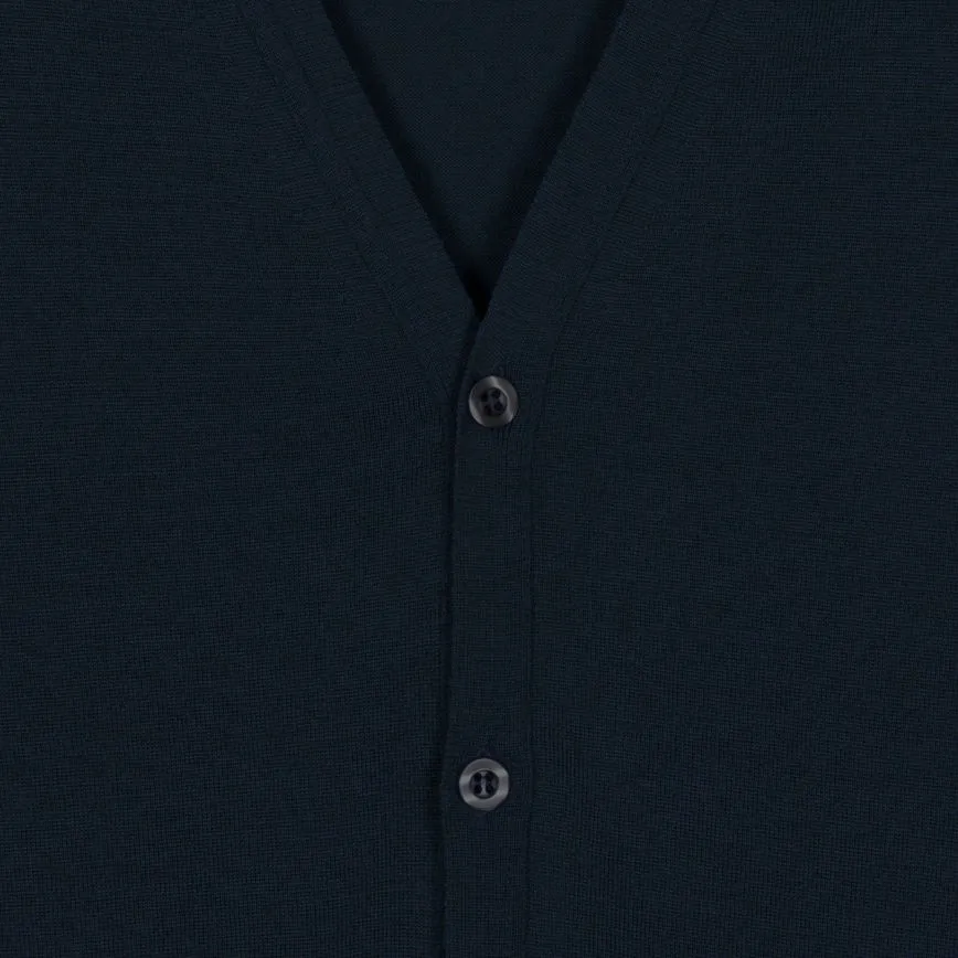 Midnight Navy Extrafine Merino Wool Cardigan Sweater