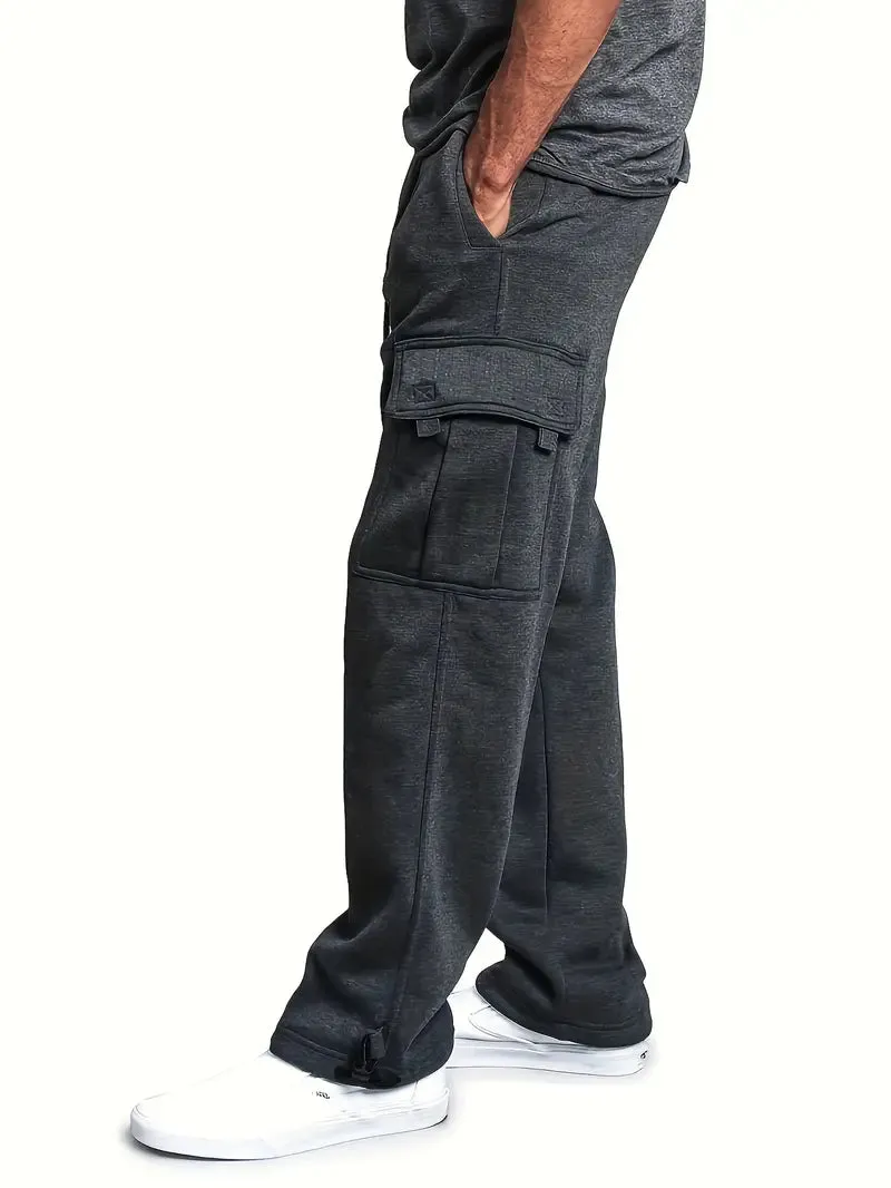 NEW Thermal Insulated Drawstring Cargo Pants - Soft, Breathable, Loose-Fit, Straight Leg, Sweatpants for Outdoor Work, Casual Wear - Durable, Water-Resistant, Multiple Pockets, Grey, Sz XL, Retails $101