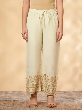 Off-white Cutwork Flared Bottom