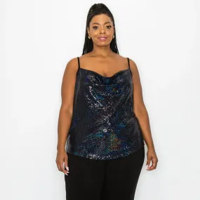Sequin Drape Neck Cami Curve