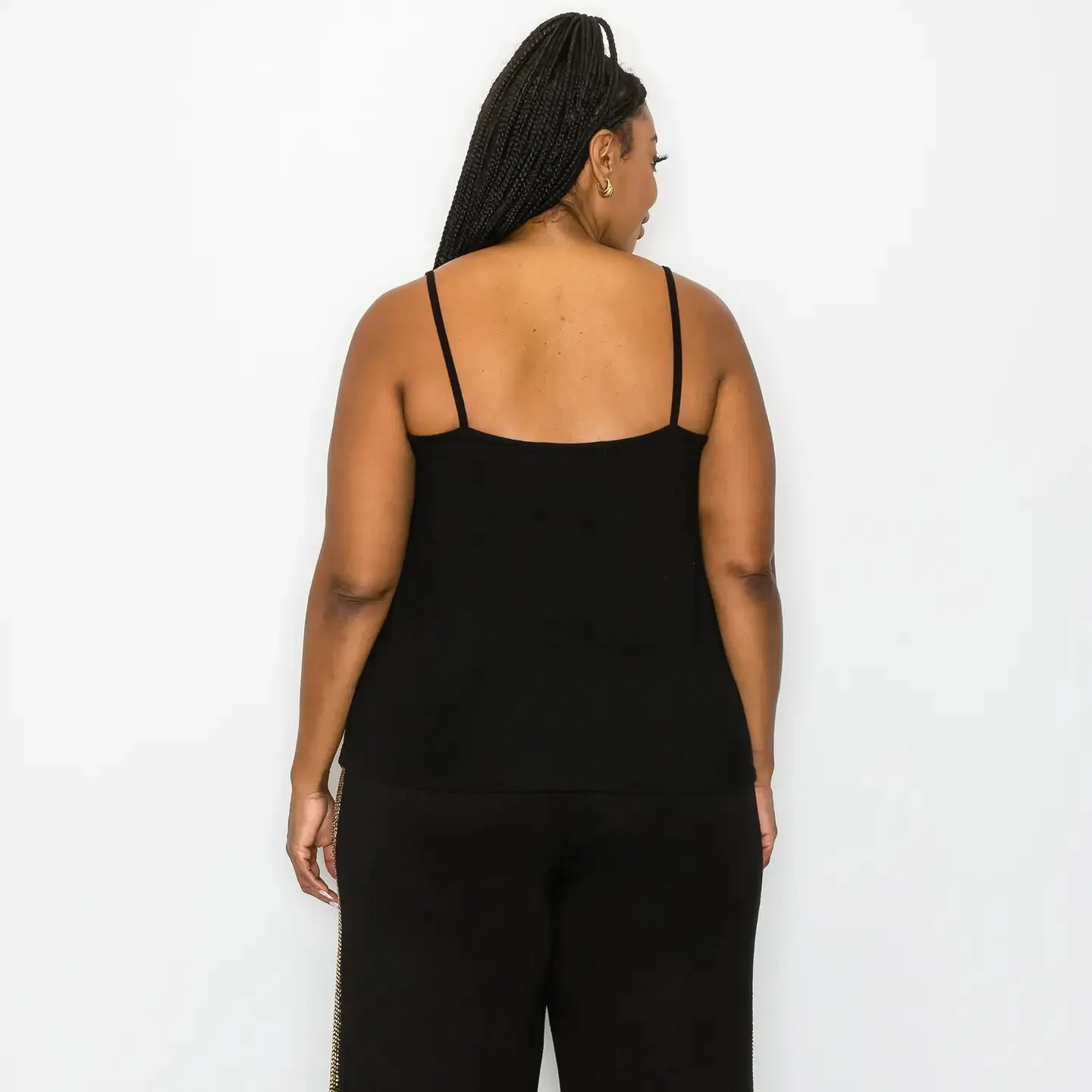 Sequin Drape Neck Cami Curve