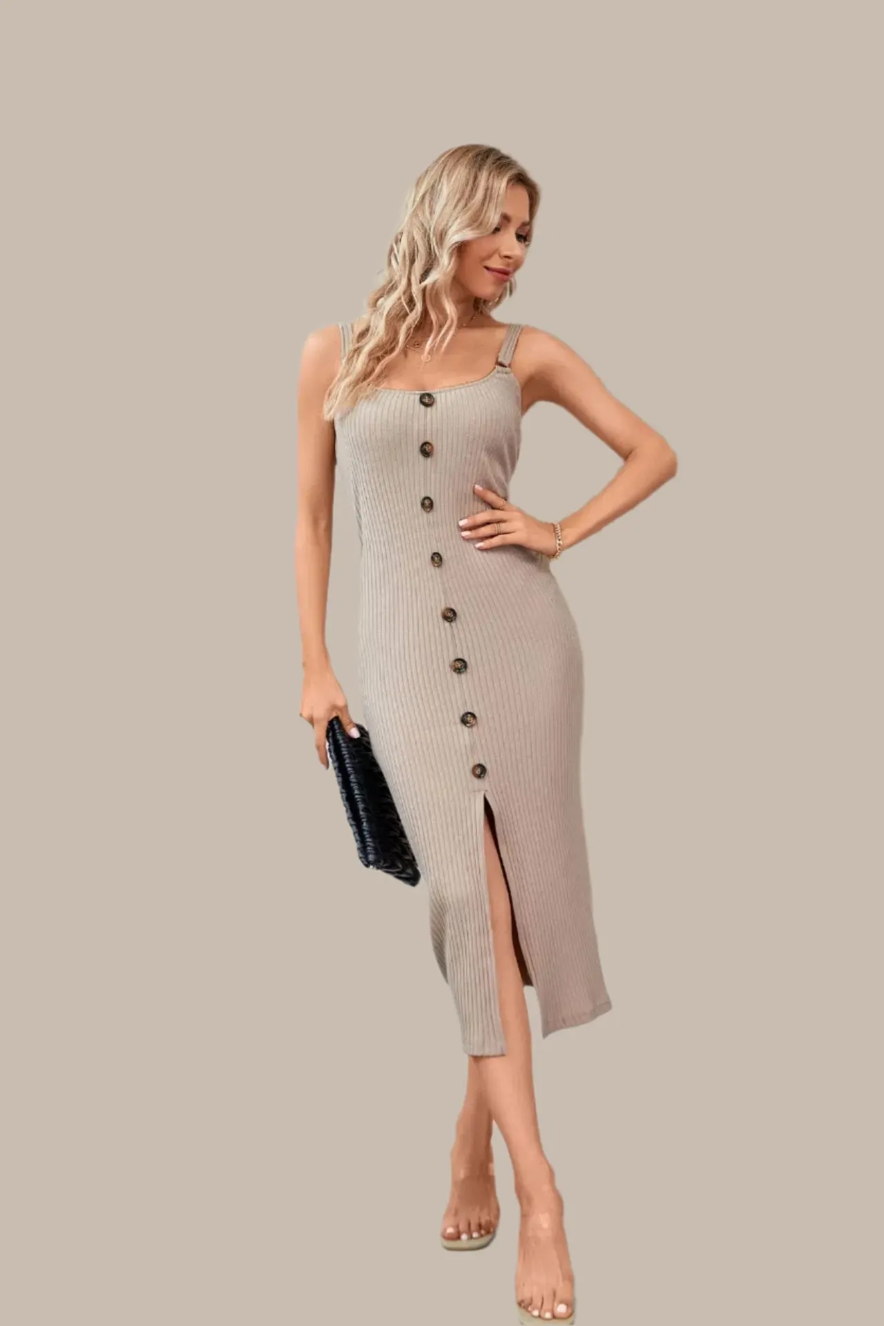 Slim Spaghetti Strap Long Dress