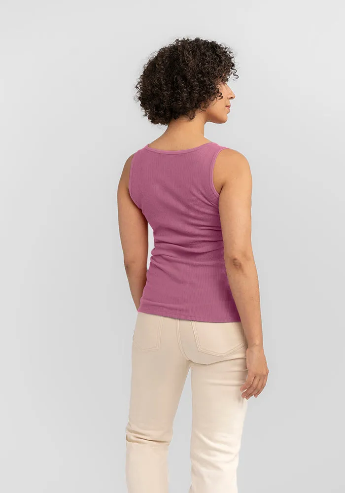 Vivi Ribbed Tank - Mesa Rose