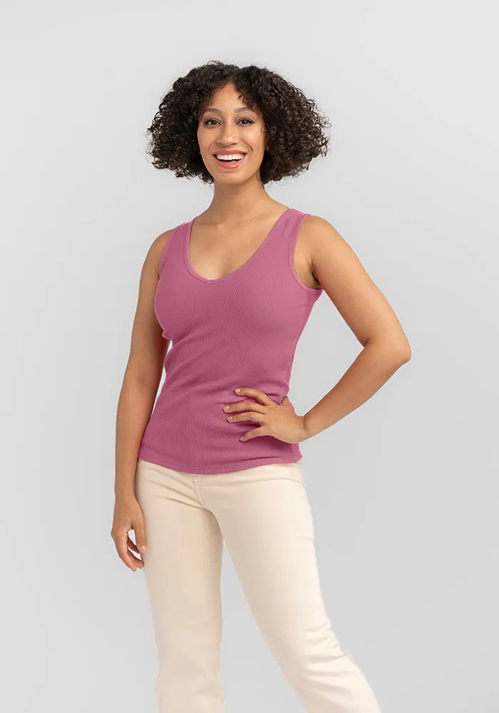 Vivi Ribbed Tank - Mesa Rose