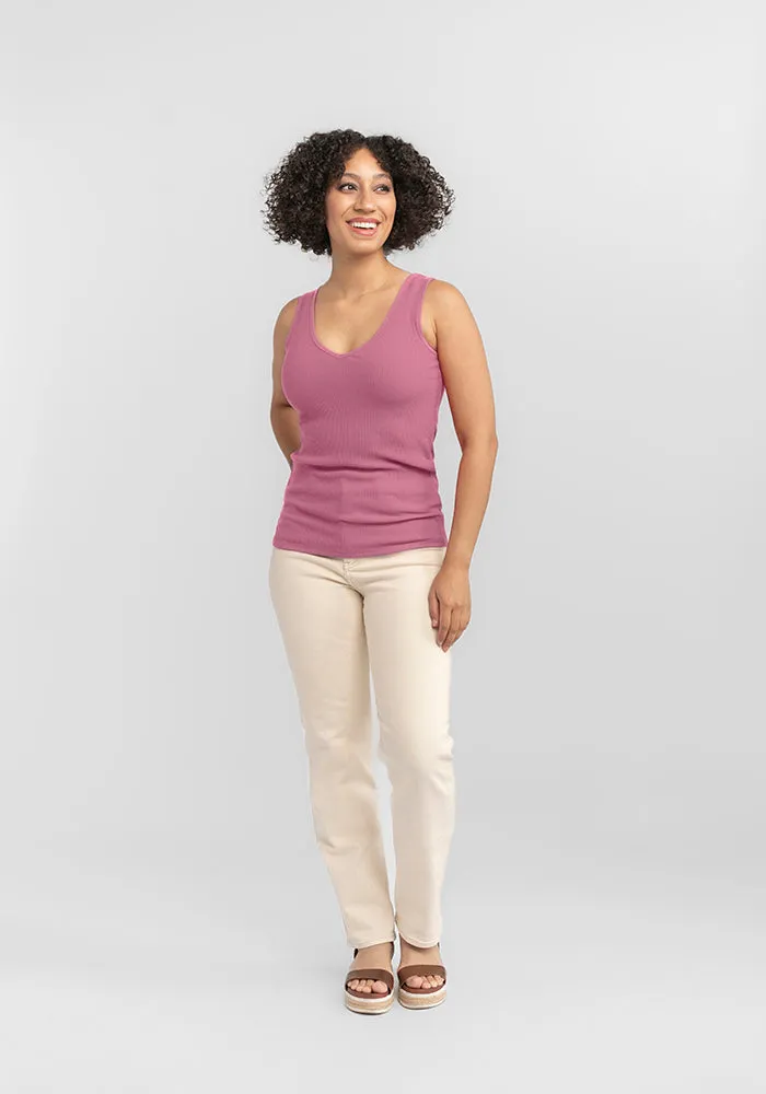 Vivi Ribbed Tank - Mesa Rose