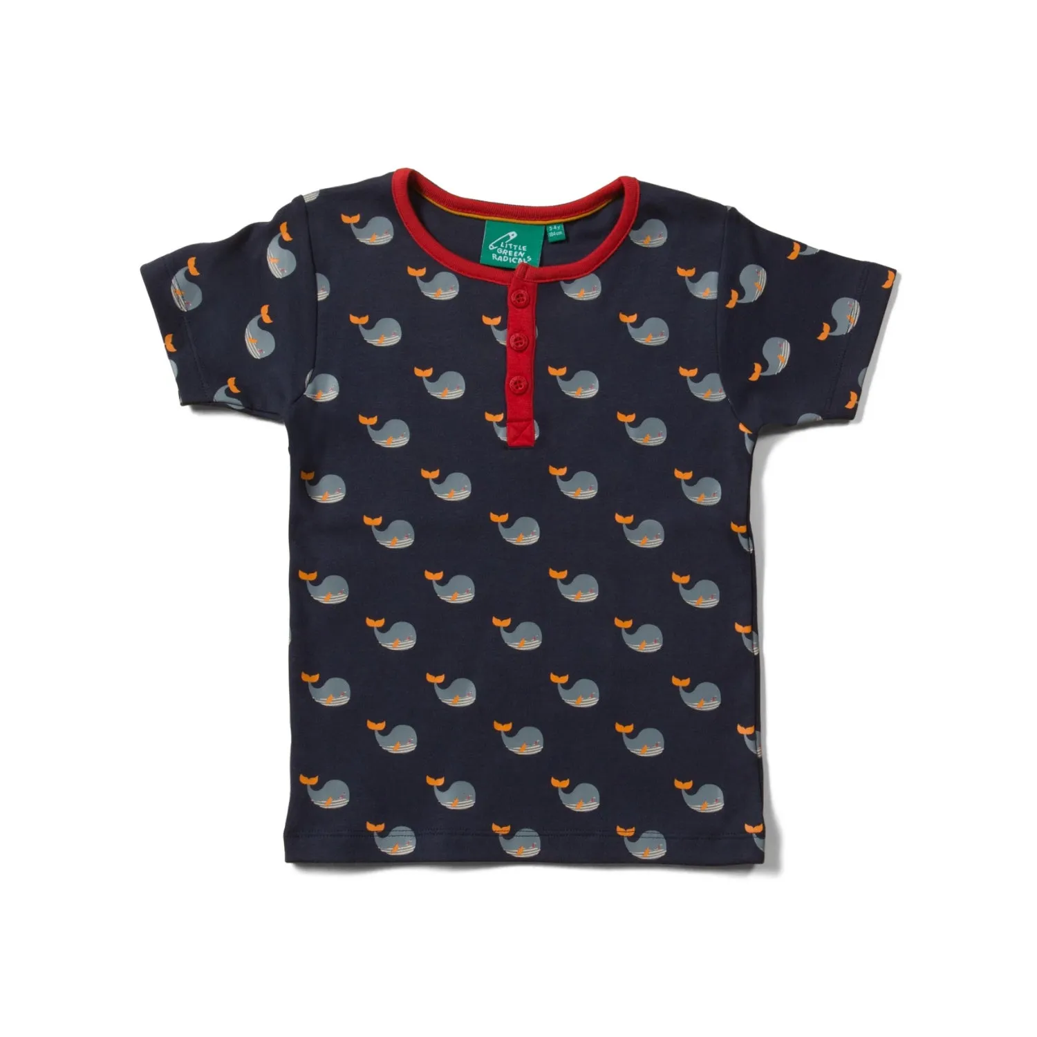 Whale Song | Short Sleeve Henley Baby Top | GOTS Organic Cotton