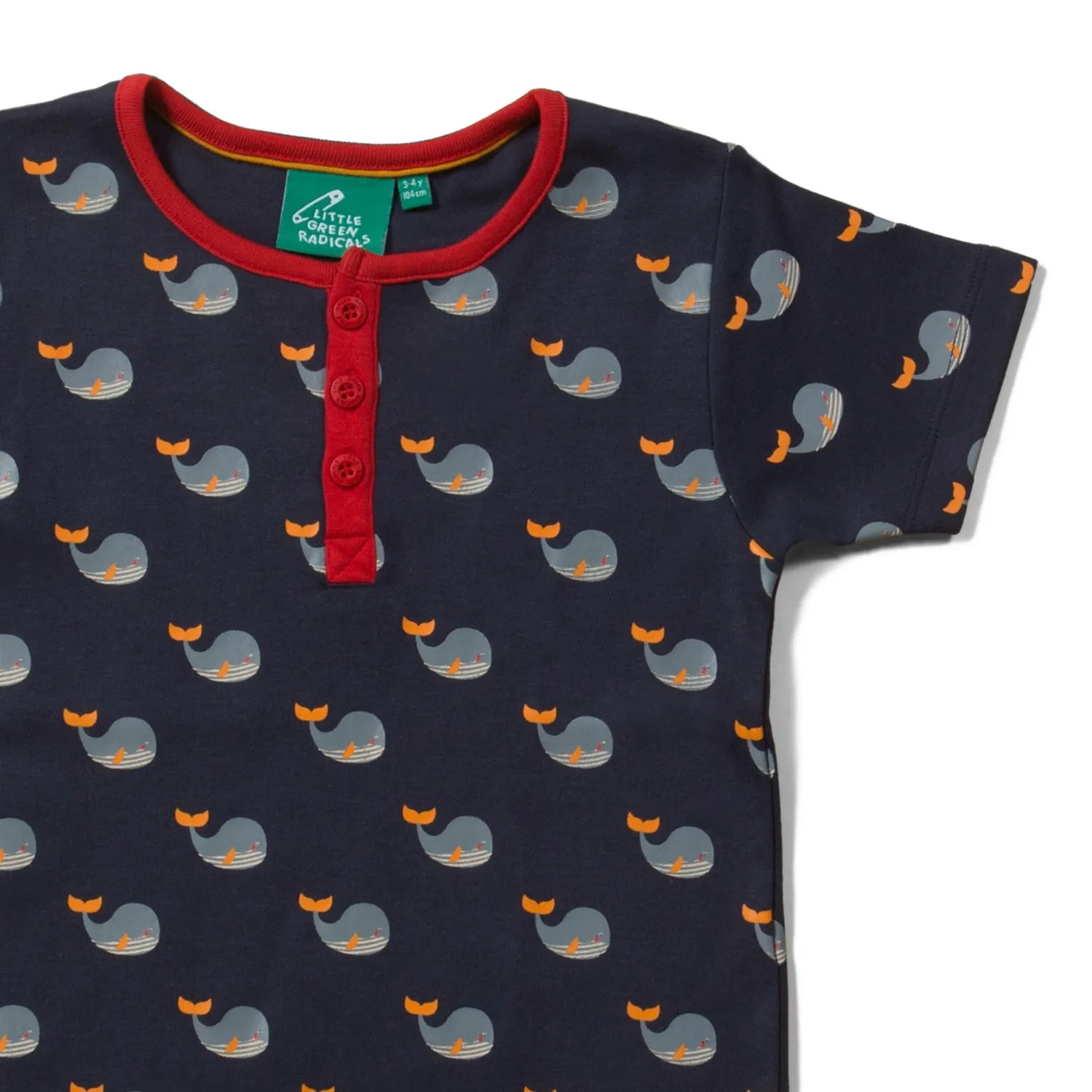 Whale Song | Short Sleeve Henley Baby Top | GOTS Organic Cotton