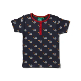 Whale Song | Short Sleeve Henley Baby Top | GOTS Organic Cotton